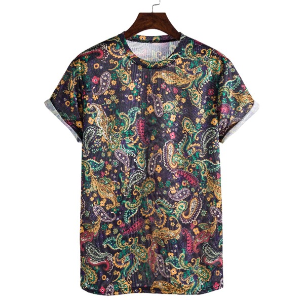 

Men Paisley Print Crew Neck Tee, Multicolor