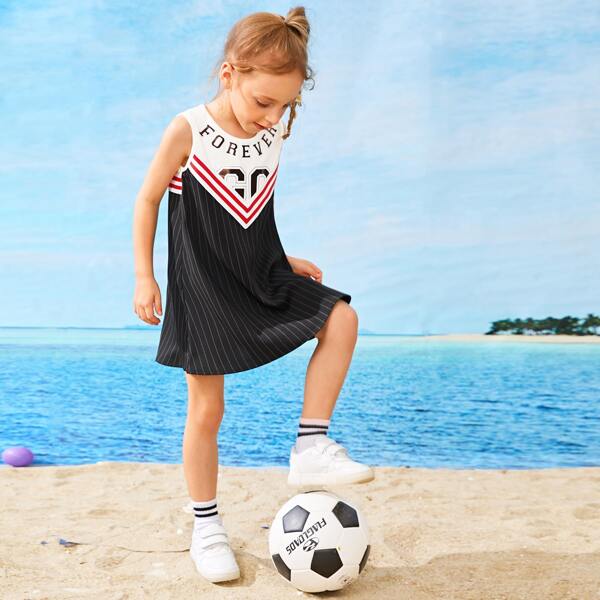 

Toddler Girls Striped Letter Graphic Tank Dress, Multicolor