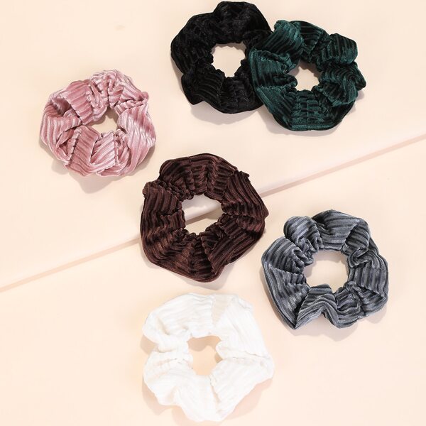 

6pcs Ribbed Velvet Scrunchie, Multicolor