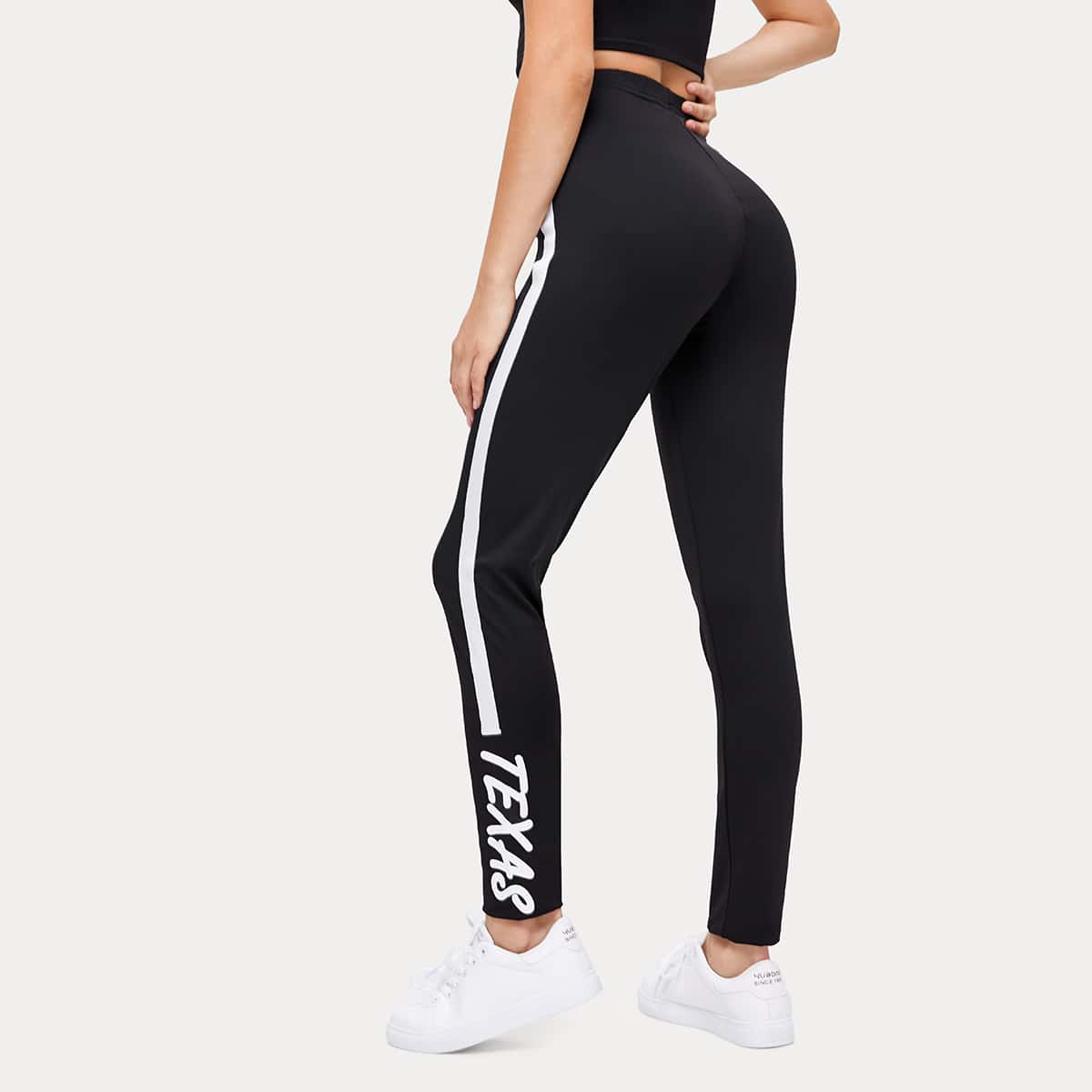 

Letter Graphic Leggings, Black