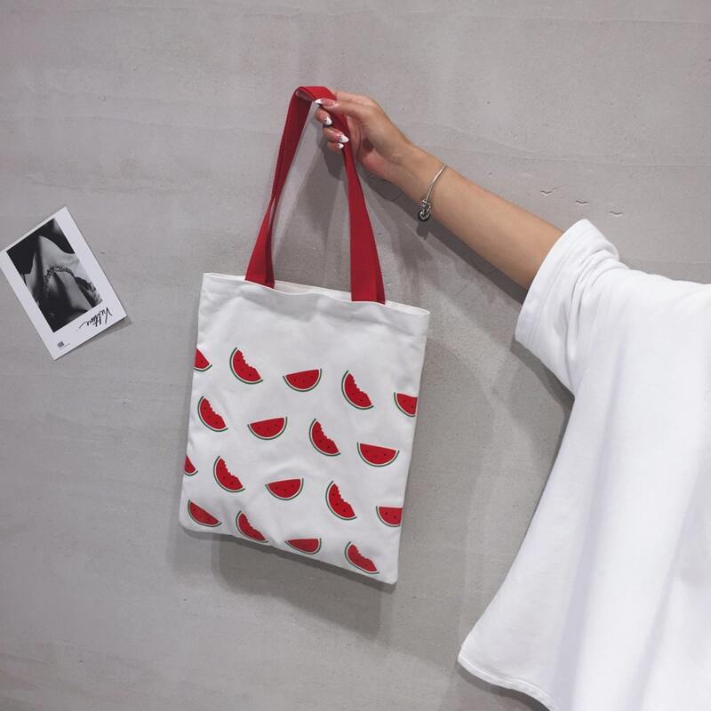 

Watermelon Canvas Tote Bag, White