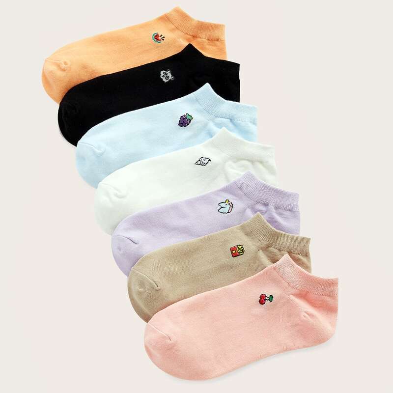 

7pairs Fruit Graphic Socks, Multicolor