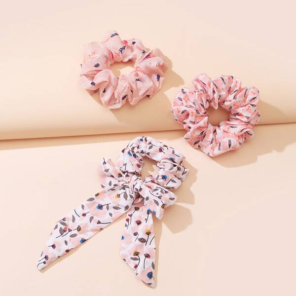 

3pcs Plant Pattern Scrunchie, Multicolor