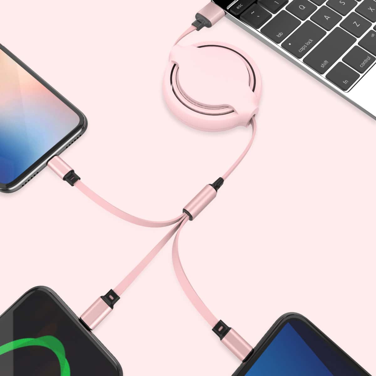 

3 In 1 Phone Data Cable, Pink