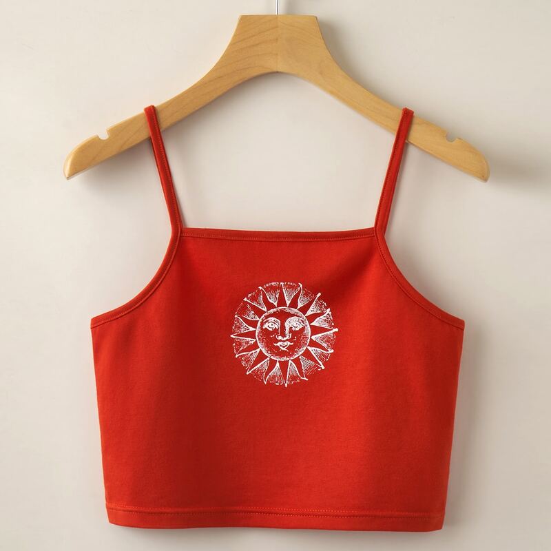 

Sun Graphic Crop Top, Red