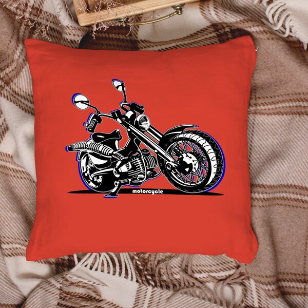 

Motorcycle Print Cushion Cover Without Filler, Multicolor