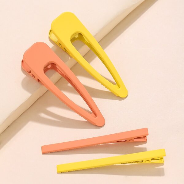

4pcs Metal Waterdrop Rectangular Hair Clip, Multicolor