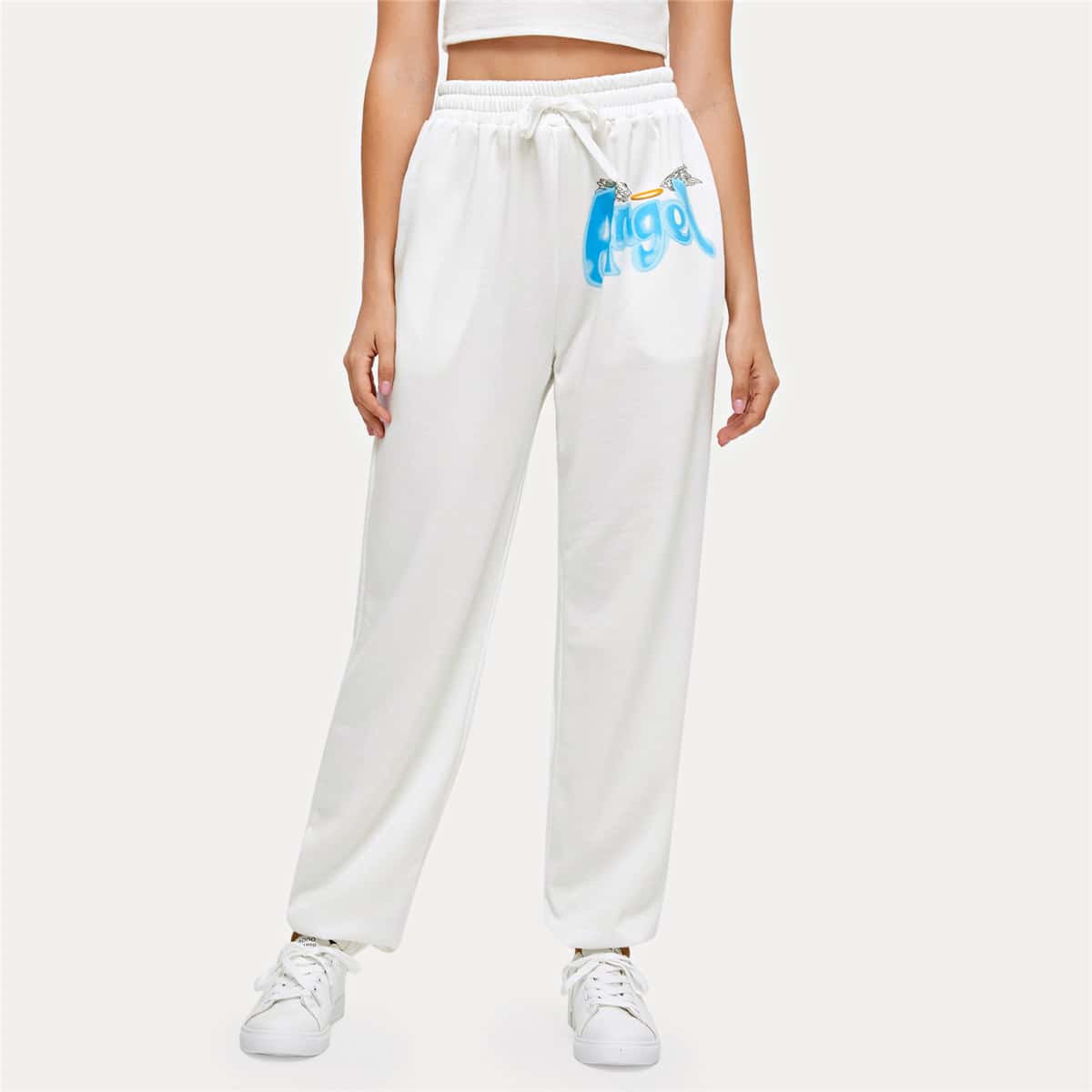 

Letter Graphic Joggers, White