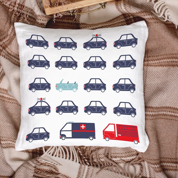 

Car Print Cushion Cover Without Filler, Multicolor