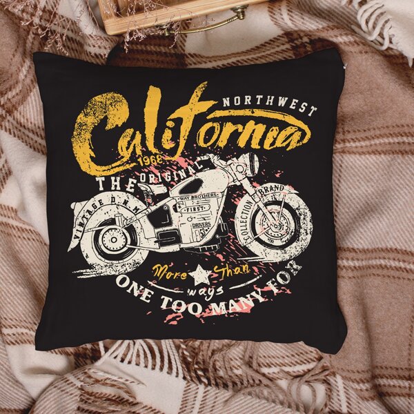 

Motorcycle Print Cushion Cover Without Filler, Multicolor