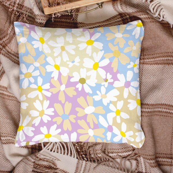 

Flower Print Cushion Cover Without Filler, Multicolor