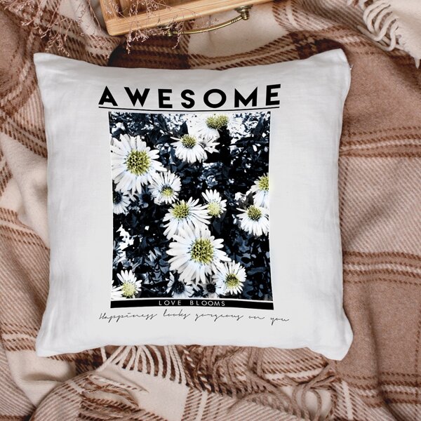 

Daisy Print Cushion Cover Without Filler, Multicolor