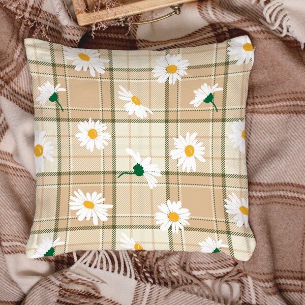 

Daisy Print Cushion Cover Without Filler, Multicolor