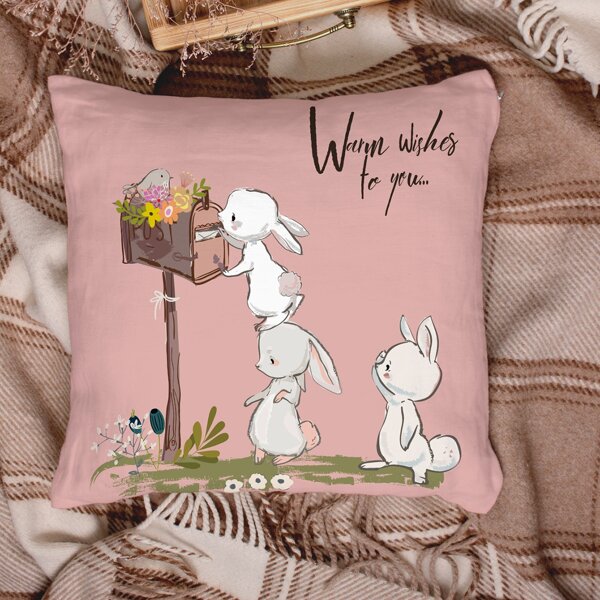 

Cartoon Rabbit Print Cushion Cover Without Filler, Multicolor