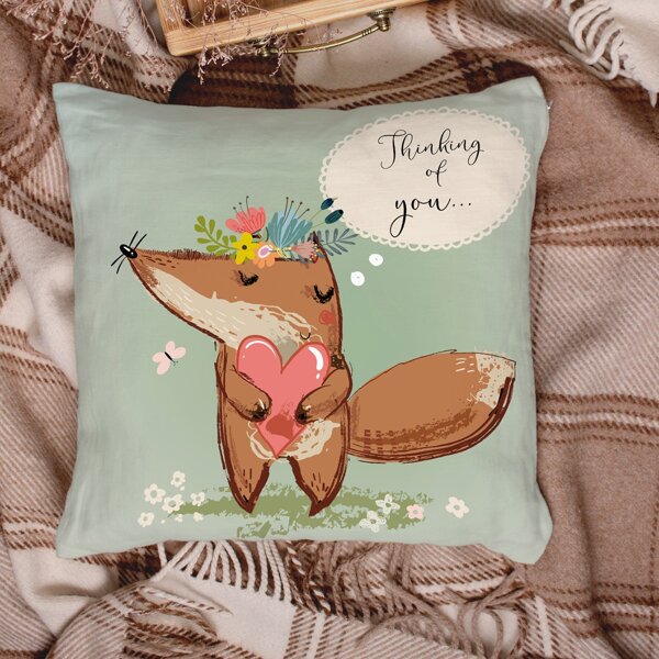 

Cartoon Fox Print Cushion Cover Without Filler, Multicolor