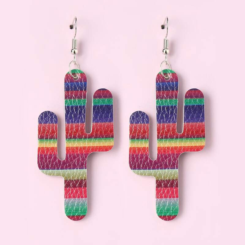 

Colorful Cactus Drop Earrings, Multicolor