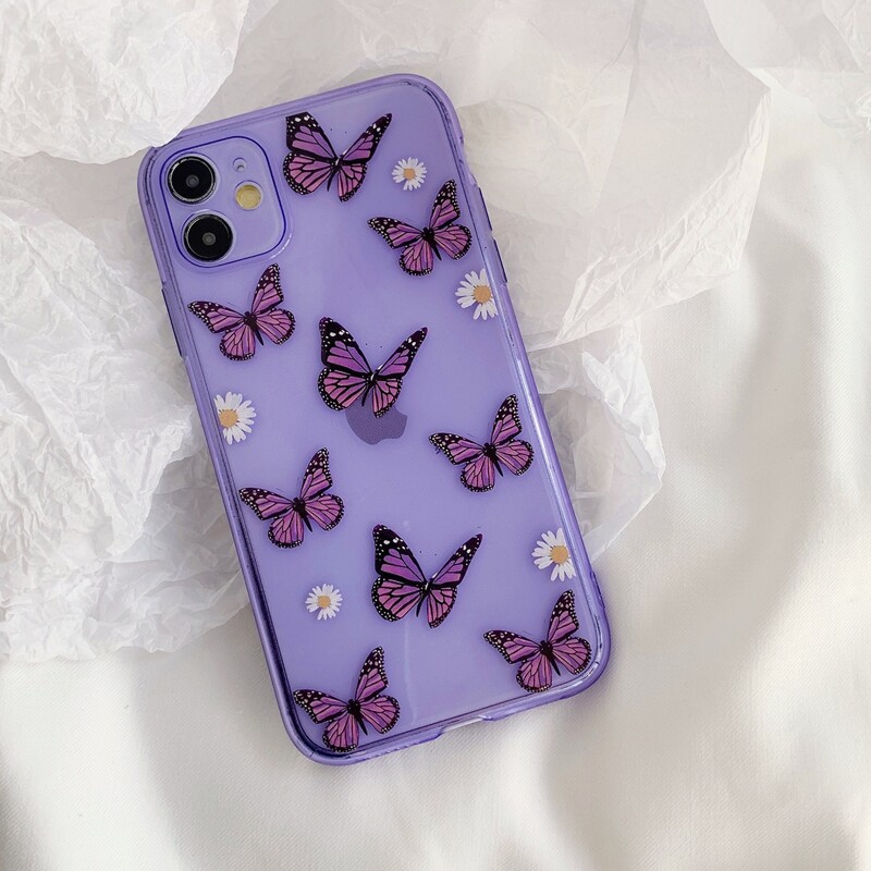 

Butterfly Clear iPhone Case, Purple