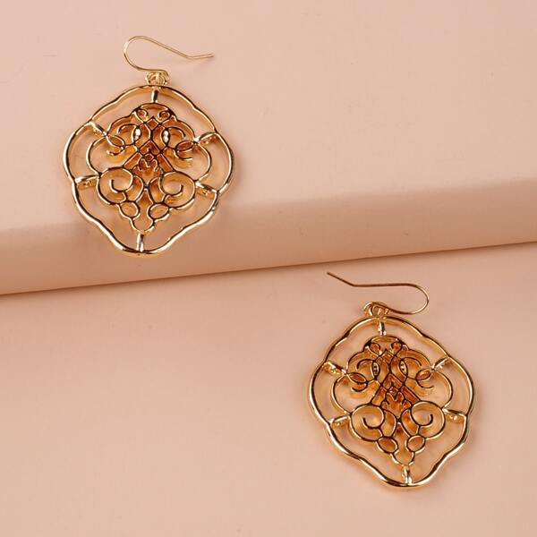 

Hollow Out Drop Earrings, Gold