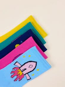 5 pares calcetines con estampado de dibujos animados - Multicolor - Ver 3