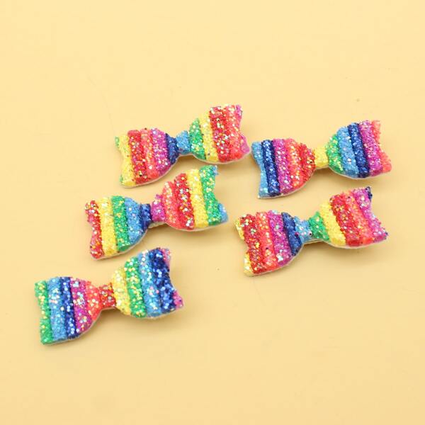 

5pcs Girls Sequin Bow Hair Clip, Multicolor