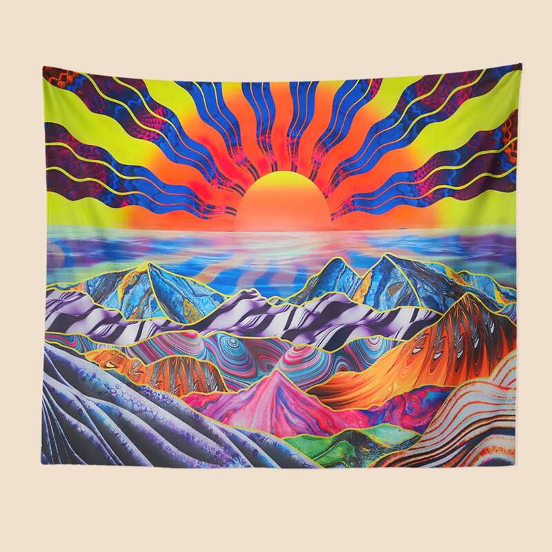

Mountain & Sun Print Tapestry, Multicolor