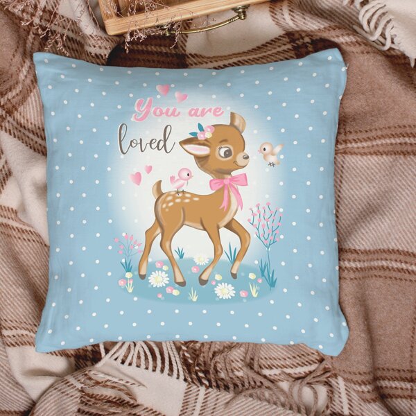 

Cartoon Deer Print Cushion Cover Without Filler, Multicolor