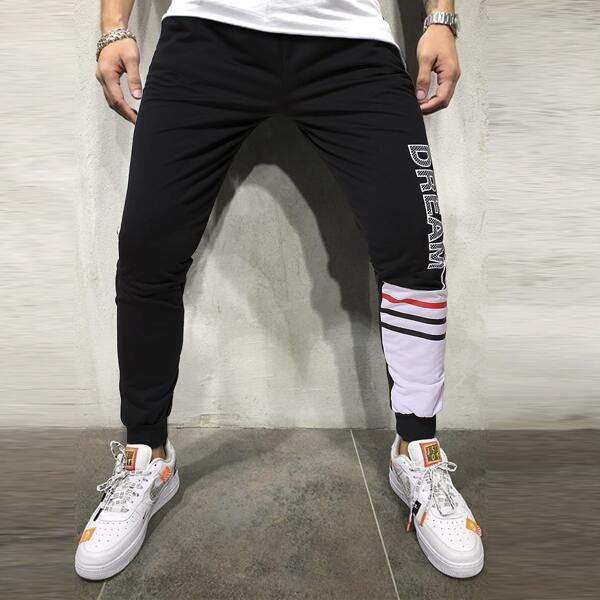 

Men Letter Graphic Sweatpants, Black