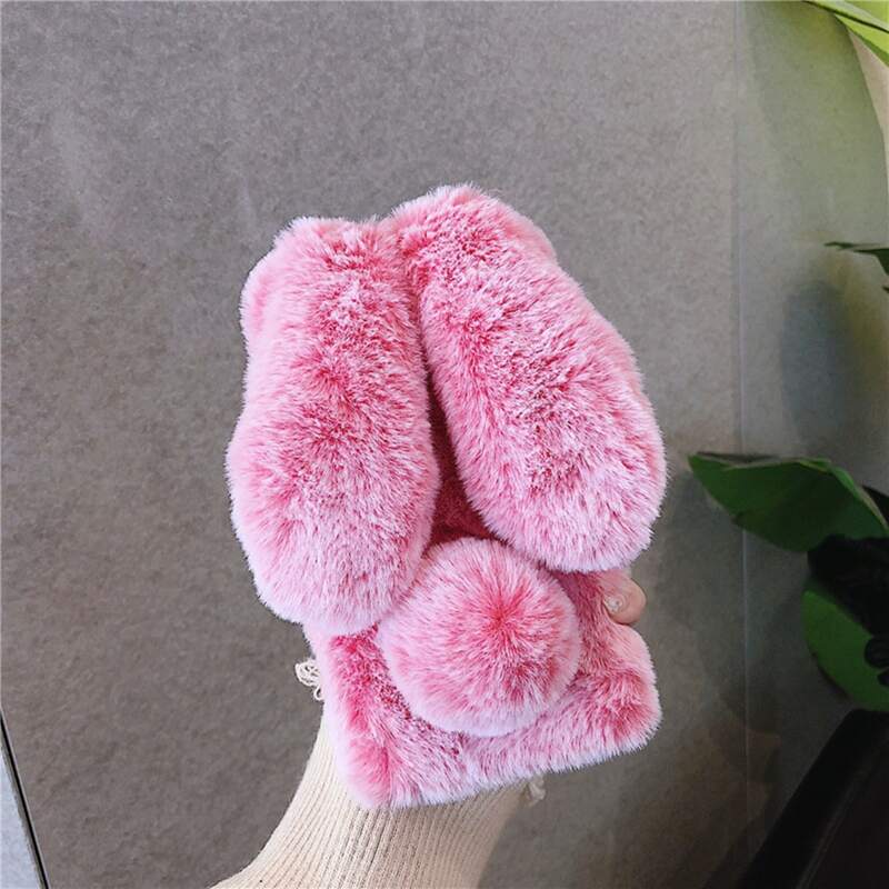 

Rabbit Ear Fluffy iPhone Case, Hot pink