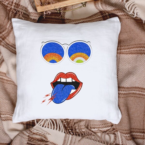 

Lip Print Cushion Cover Without Filler, Multicolor