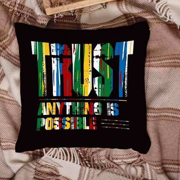 

Letter Graphic Cushion Cover Without Filler, Multicolor