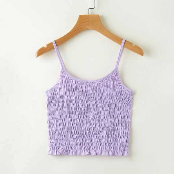 

Оборка С простым принтом Повседневный Майка, Сиреневый фиолетовый