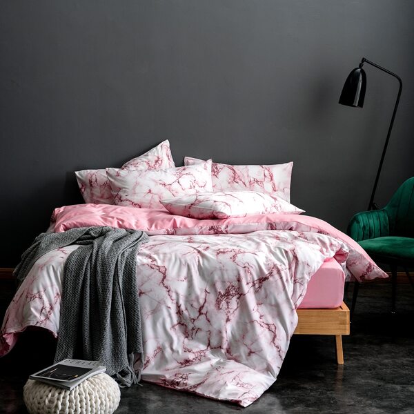 

Marble Print Bedding Set Without Filler, Multicolor