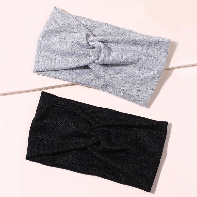 

2pcs Simple Solid Headband, Multicolor