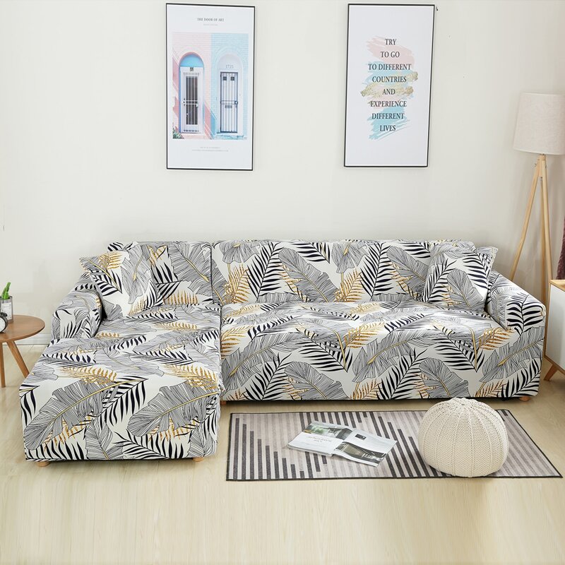

1pc Leaf Print Sofa Cover Without Cushion, Multicolor