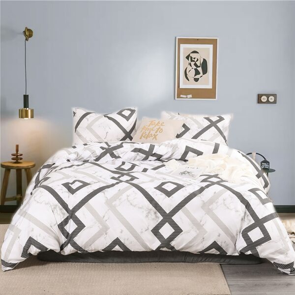 

Geometric Print Bedding Set Without Filler, White