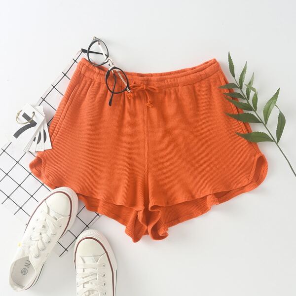 

Drawstring Waist Solid Shorts, Orange