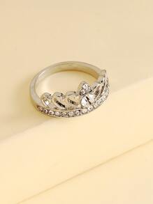 水鑽紋理王冠戒指 - 銀色 - 查看 3