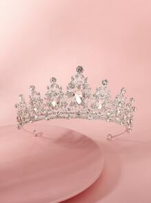 1 pieza Media corona con forma de lágrima de vidrio para mujer - Plateado - Ver 2