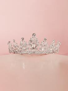 1 pieza Media corona con forma de lágrima de vidrio para mujer - Plateado - Ver 3