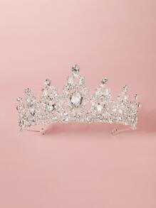 1 pieza Media corona con forma de lágrima de vidrio para mujer - Plateado - Ver 4