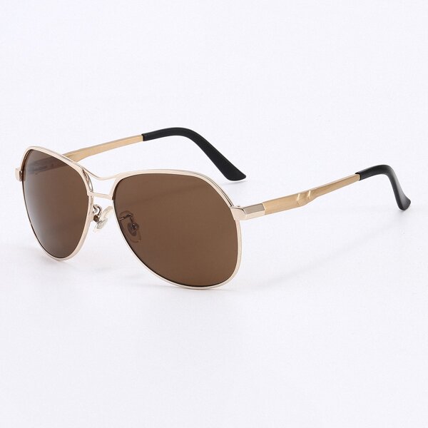 

Men Metal Frame Polarized Sunglasses, Coffee brown