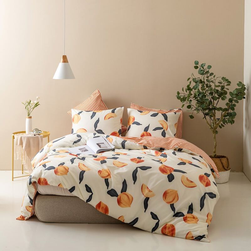 

Peach Print Bedding Set Without Filler, Multicolor