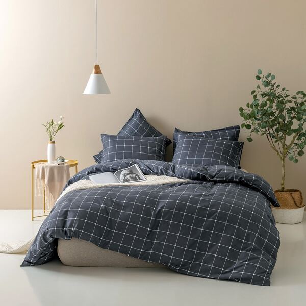 

Plaid Print Bedding Set Without Filler, Multicolor