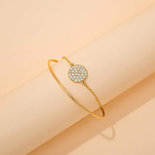 

Rhinestone Decor Layered Bracelet, Gold