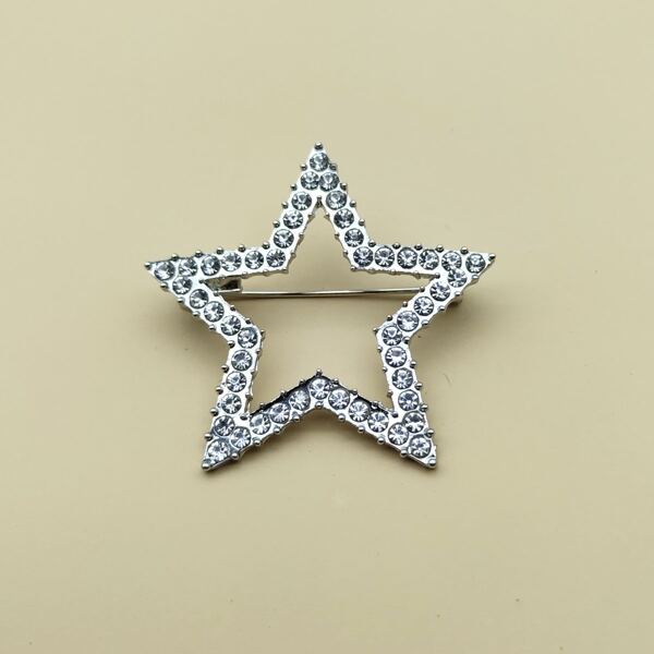 

Rhinestone Star Design Brooch, Silver