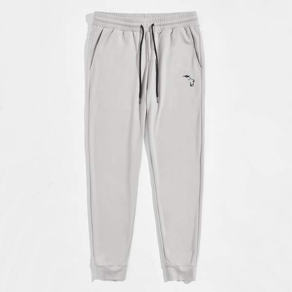 

Men Drawstring Waist Animal Print Joggers, Light grey