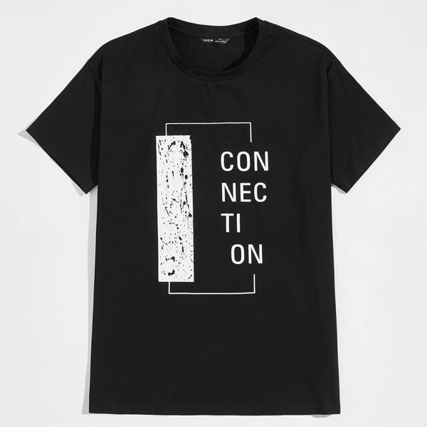 

Men Letter Graphic Tee, Black
