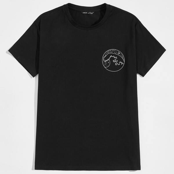 

Men Graphic Print Tee, Black