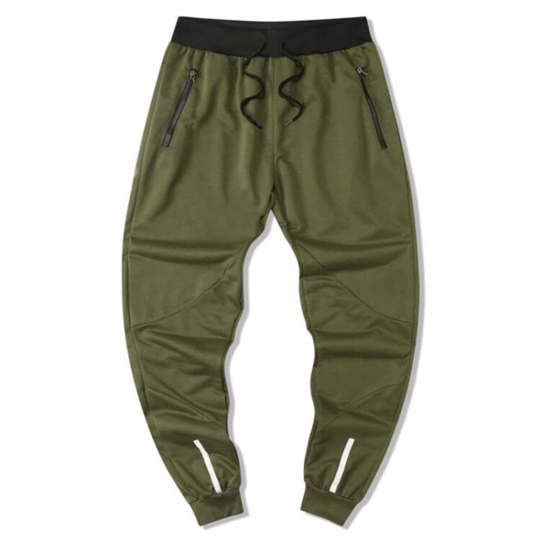 

Men Drawstring Waist Zip Detail Sport Pants, Army green