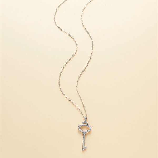 

Key Pendant Necklace, Silver